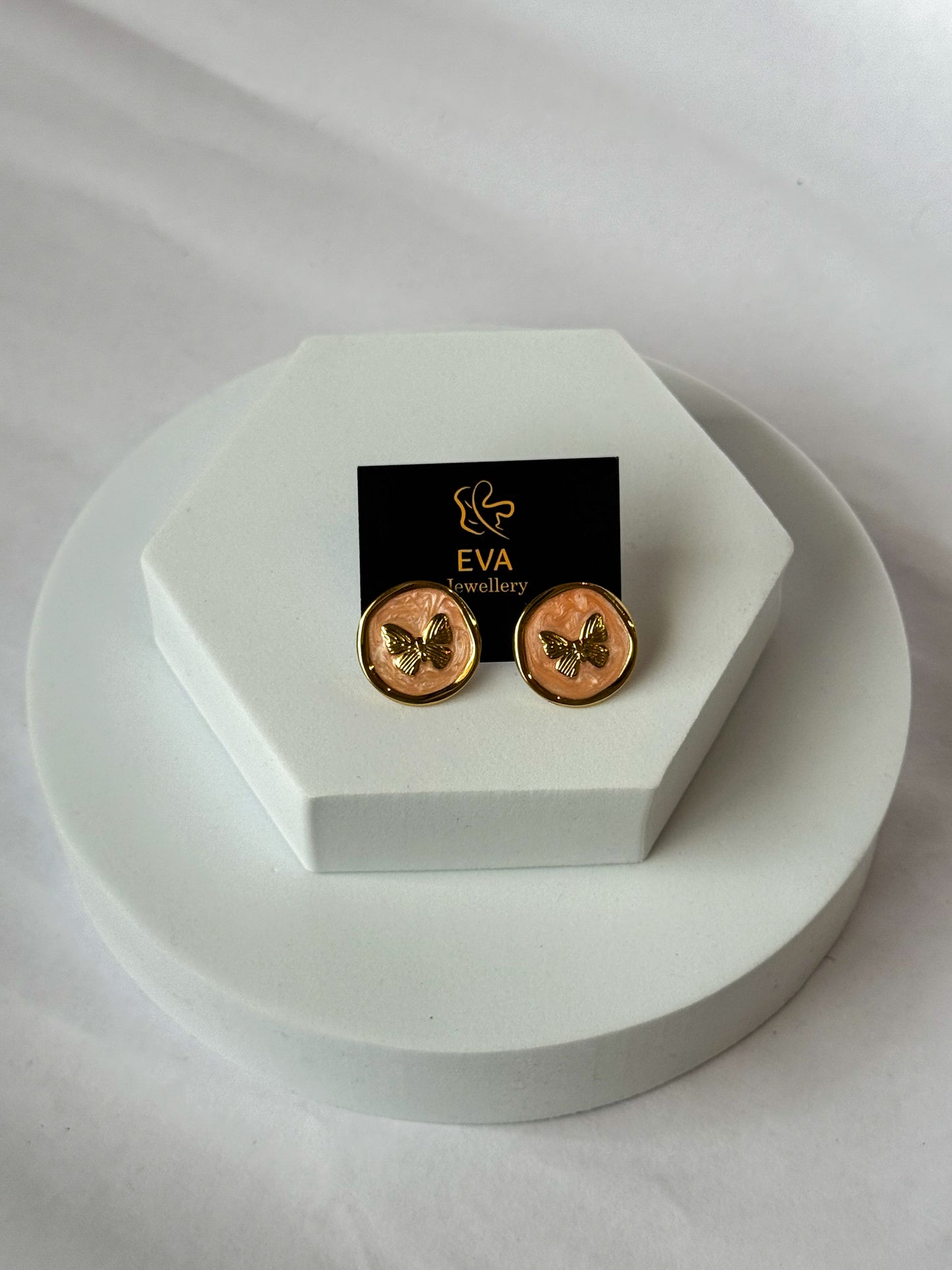 Butterfly Aura Round Stud Earrings – Anti-Tarnish, Nickel-Free, Under ₹999