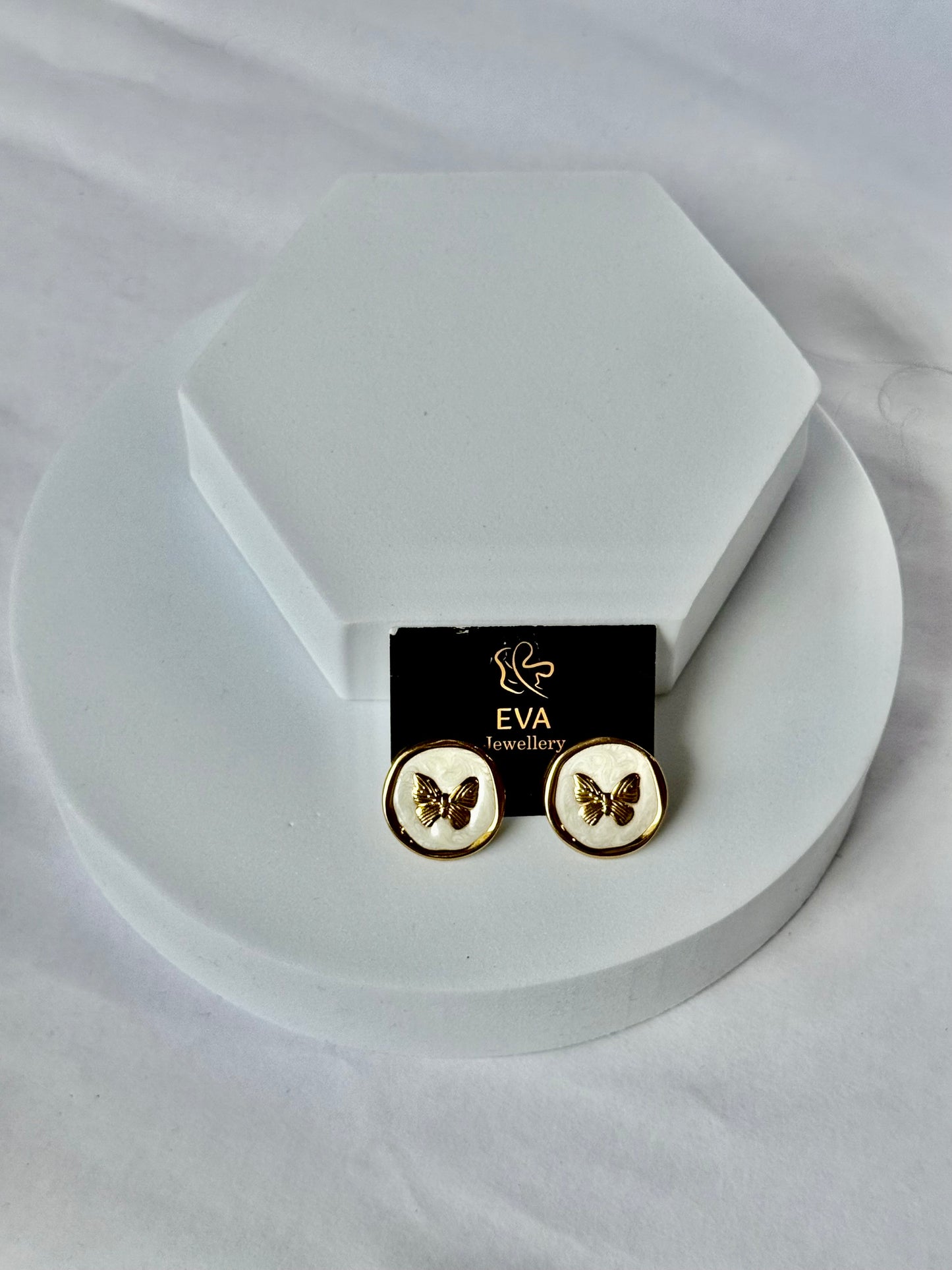 Butterfly Aura Round Stud Earrings – Anti-Tarnish, Nickel-Free, Under ₹999