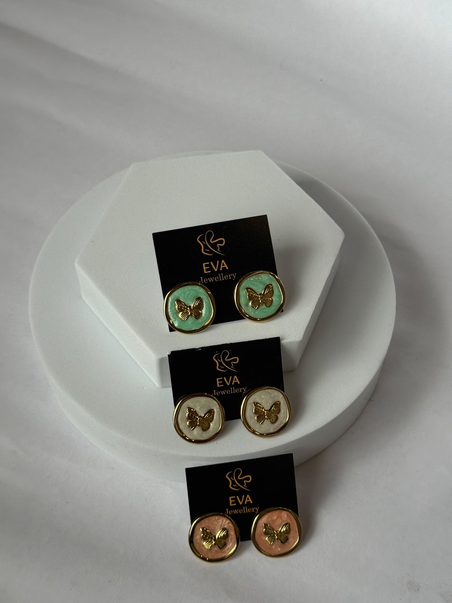 Butterfly Aura Round Stud Earrings – Anti-Tarnish, Nickel-Free, Under ₹999