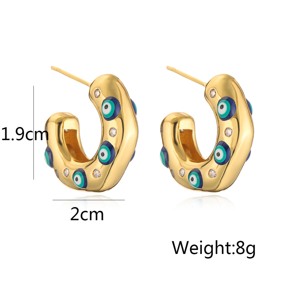 Evil Eye Huggie Hoops