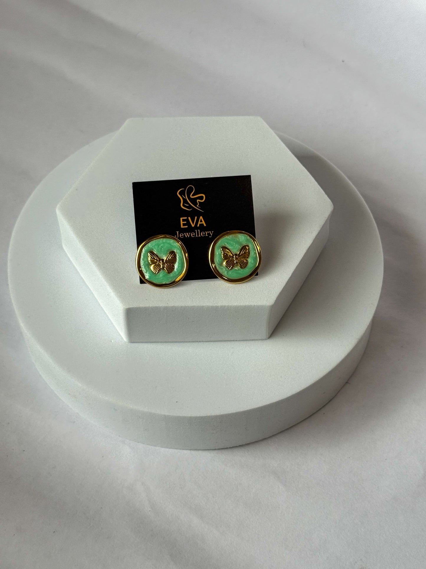 Butterfly Aura Round Stud Earrings – Anti-Tarnish, Nickel-Free, Under ₹999