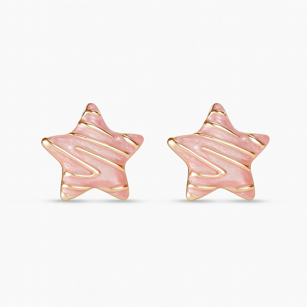 Eva Anti-Tarnish Star Stud Earrings – Lightweight Statement Jewellery (White | Black | Pink) Under ₹999