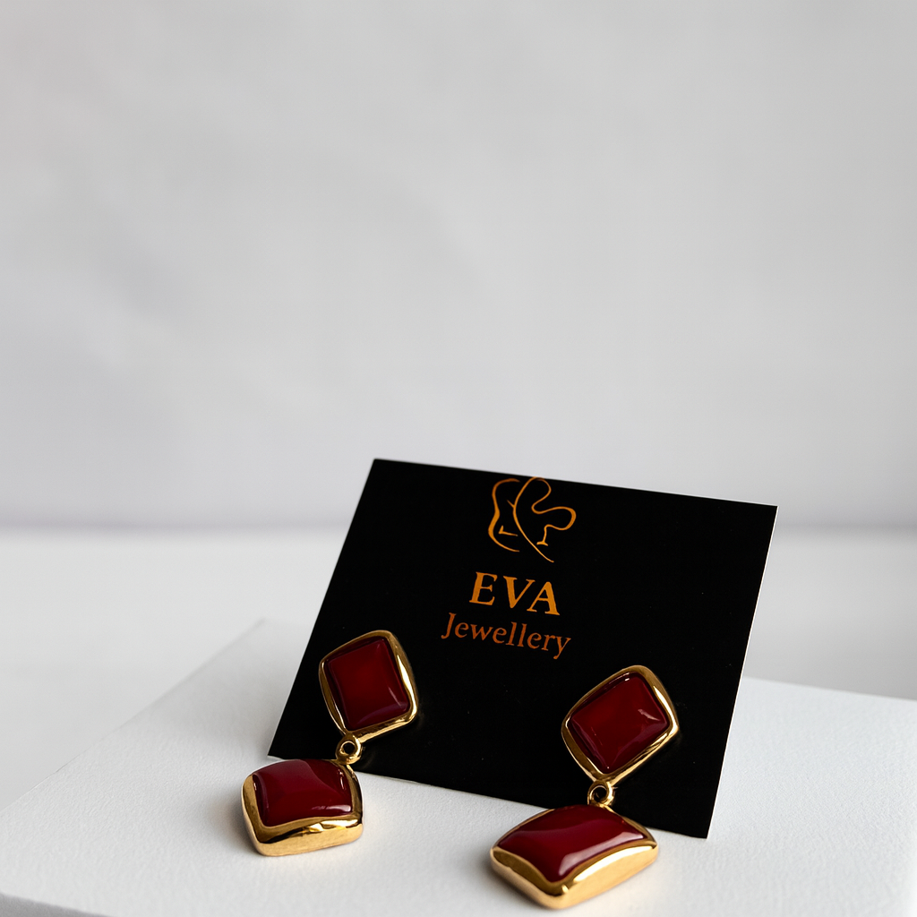 Anti-Tarnish Ruby Glow Drop Earrings