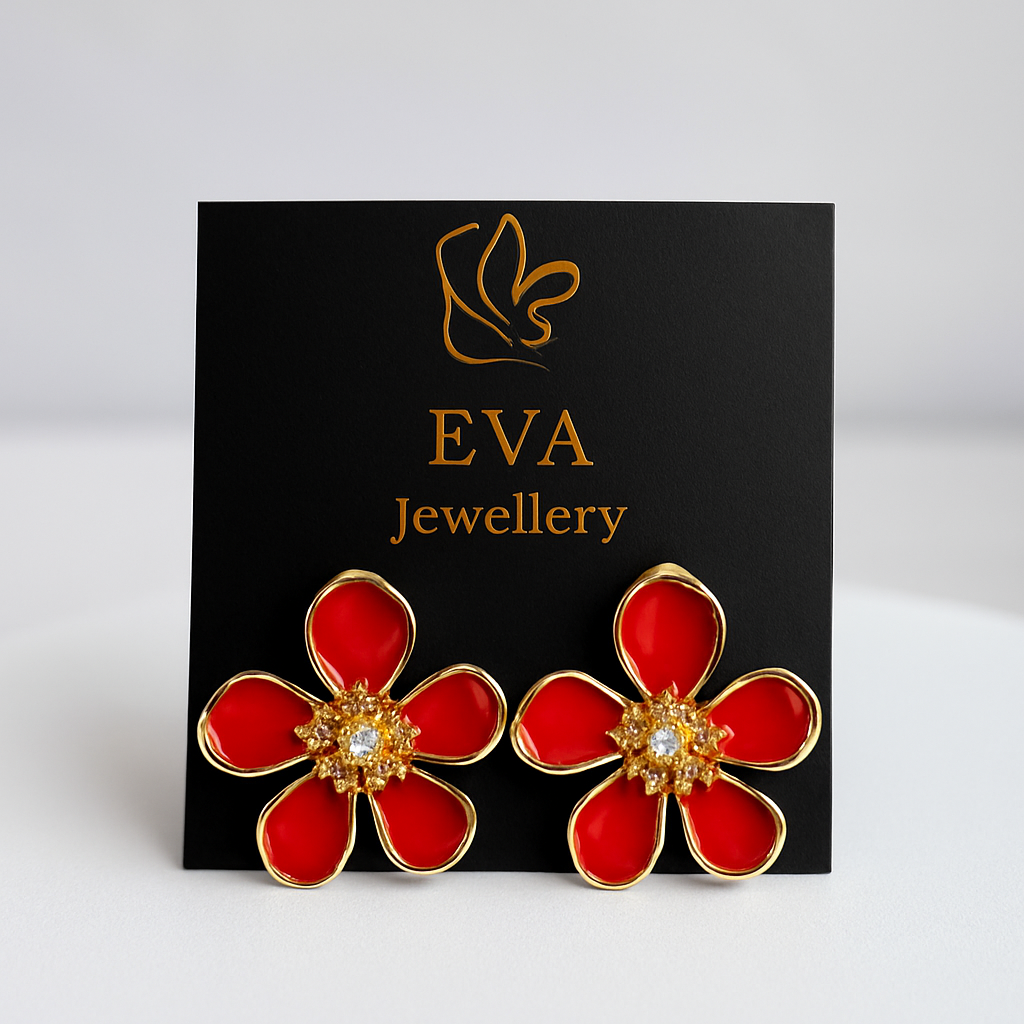 Anti-Tarnish Enamel Flower Stud Earrings – Lightweight Everyday Jewelry