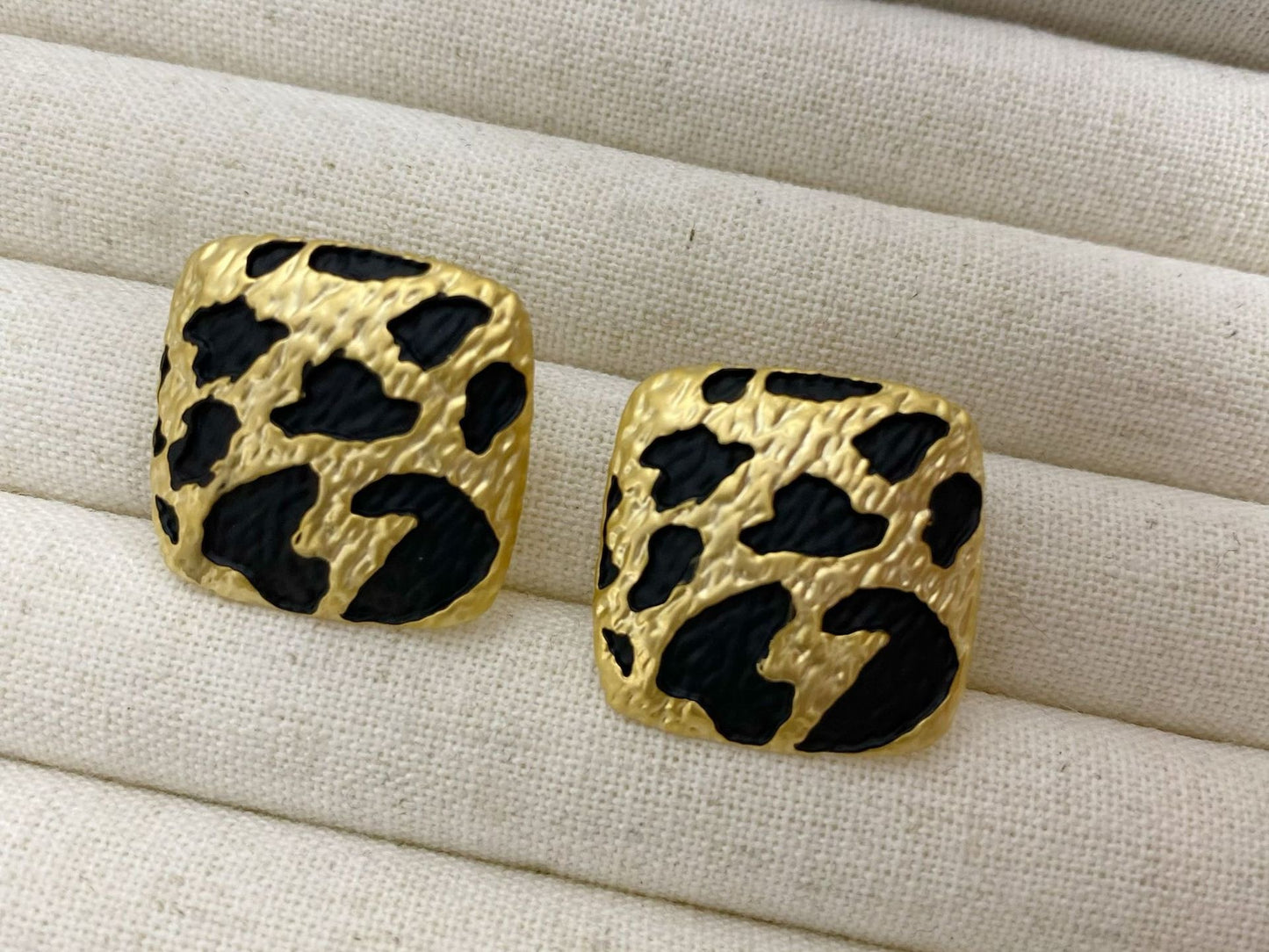 Leopard Print Gold Stud Earrings – Bold Statement Anti-Tarnish Jewellery for Women