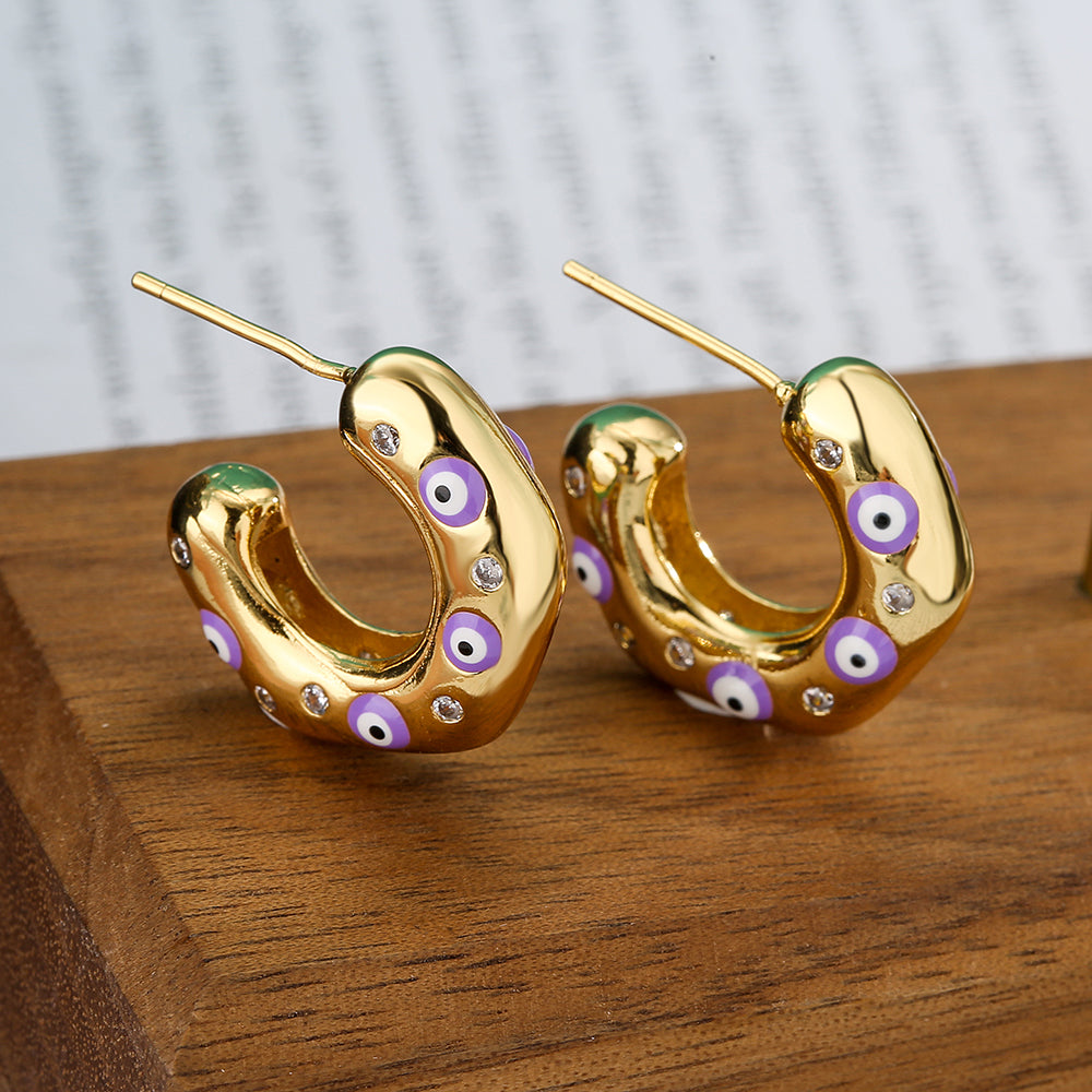 Evil Eye Huggie Hoops