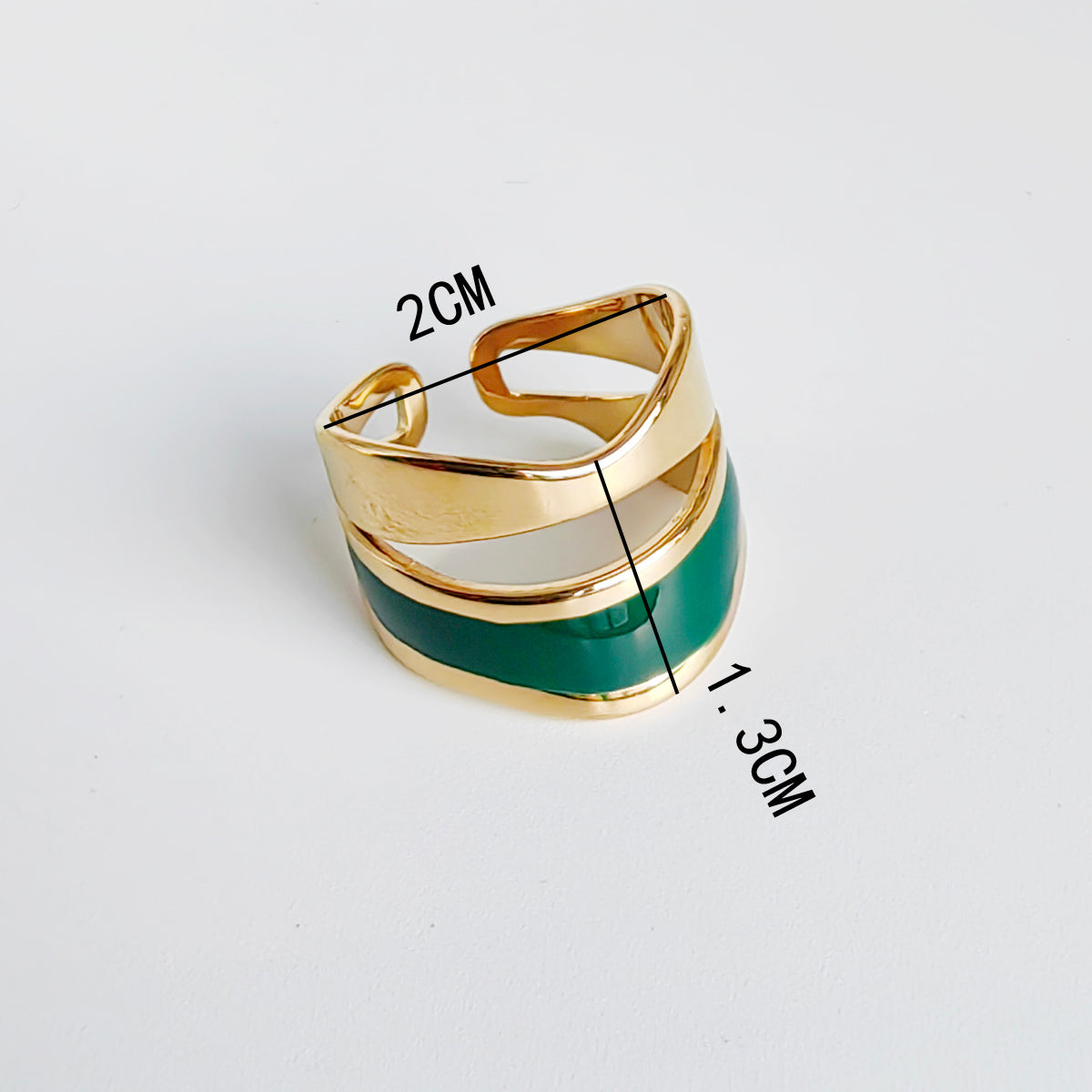 Enamel Wave Adjustable Rings – Gold Finish (Black, Mint, Green)