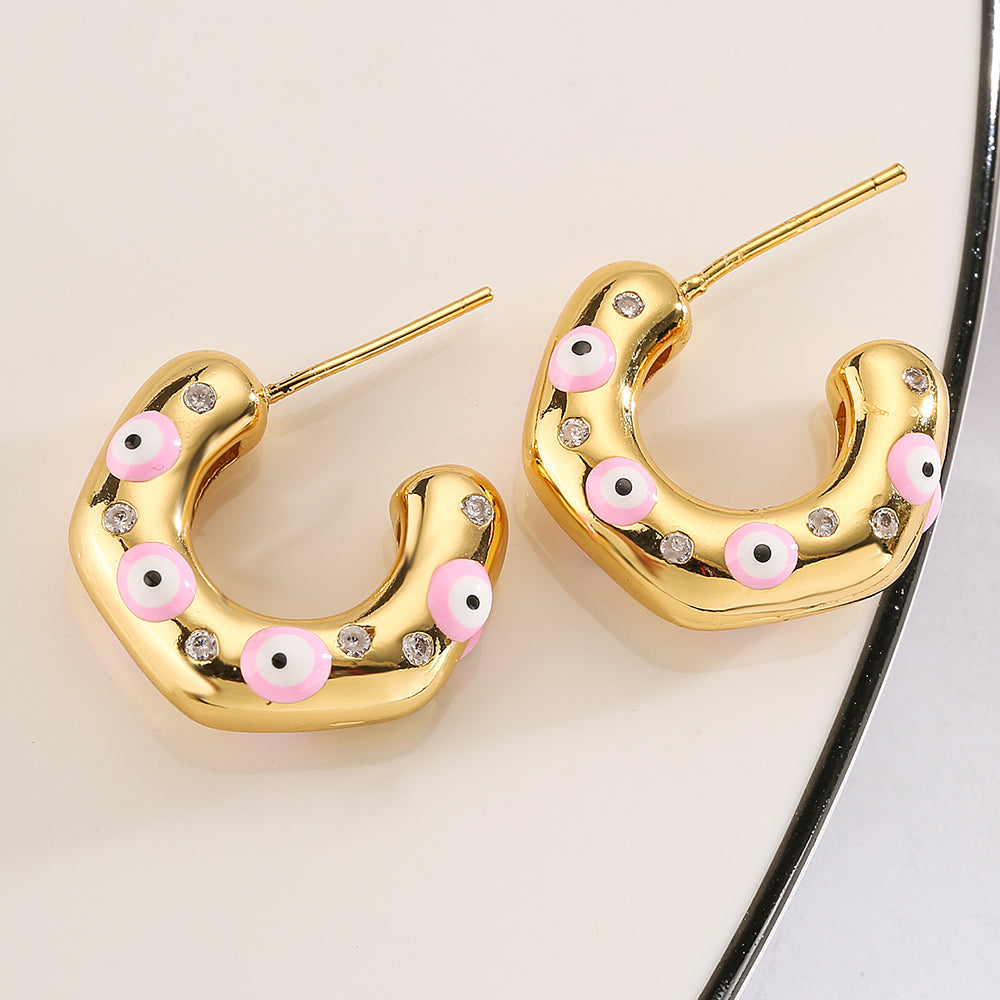 Evil Eye Huggie Hoops