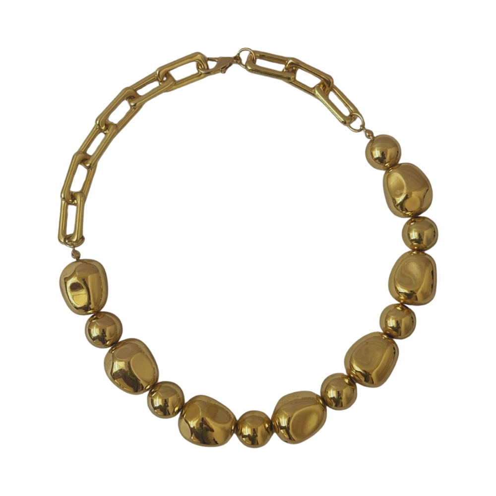 Chunky Gold Bead Necklace – Bold Statement Anti-Tarnish Jewellery for Women