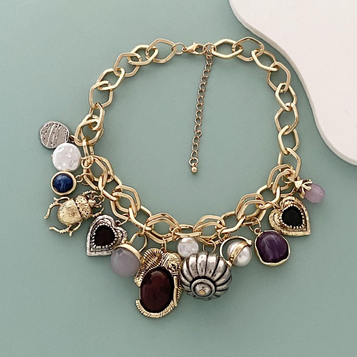 Gilded Whim – Gold Chunky Charm Necklace for Women