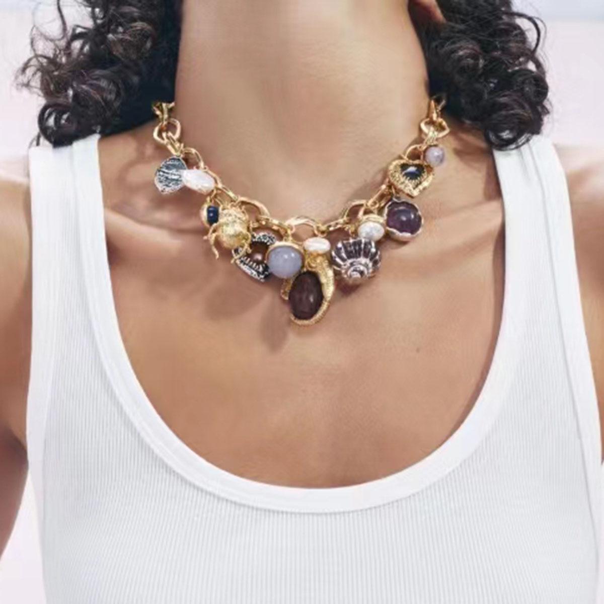 Gilded Whim – Gold Chunky Charm Necklace for Women