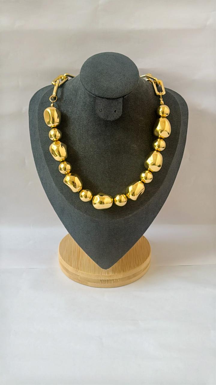 Chunky Gold Bead Necklace – Bold Statement Anti-Tarnish Jewellery for Women