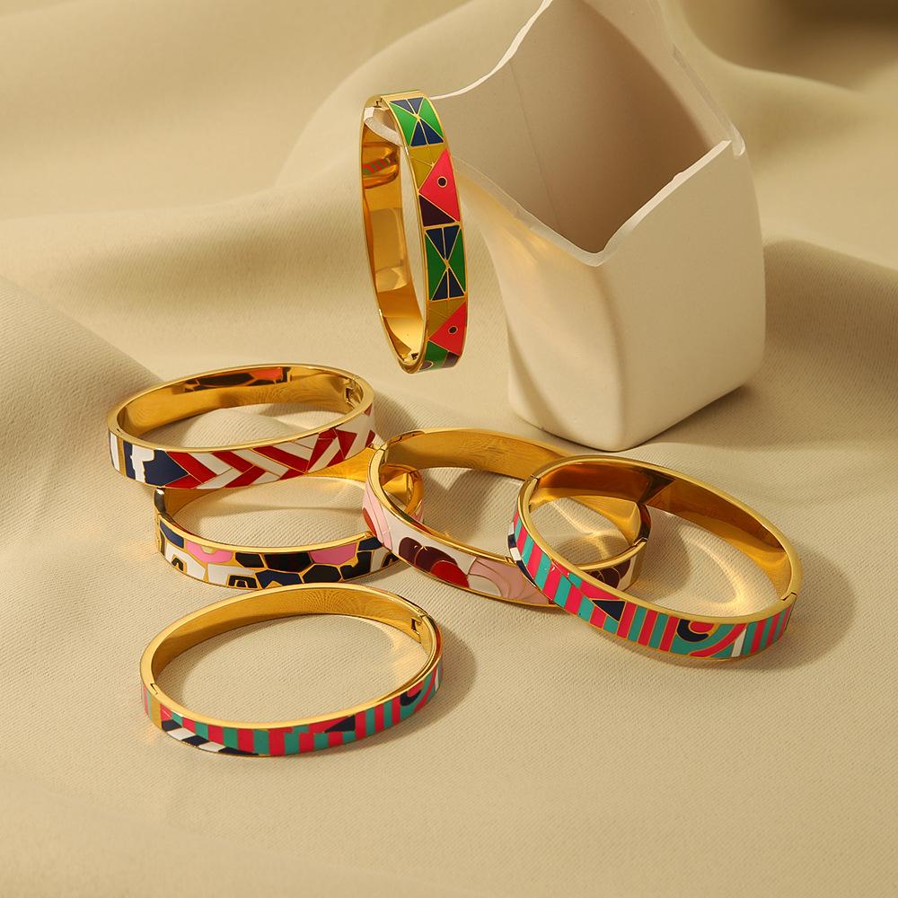 Carnival Pop Enamel Bangles – Gold Plated Statement Jewelry (Single/Stackable)
