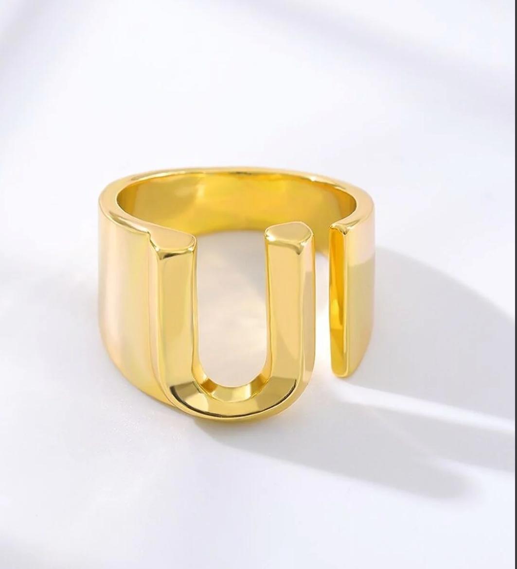 Gold Alphabet Rings Set β Anti-Tarnish Adjustable Initial Rings Under βΉ999