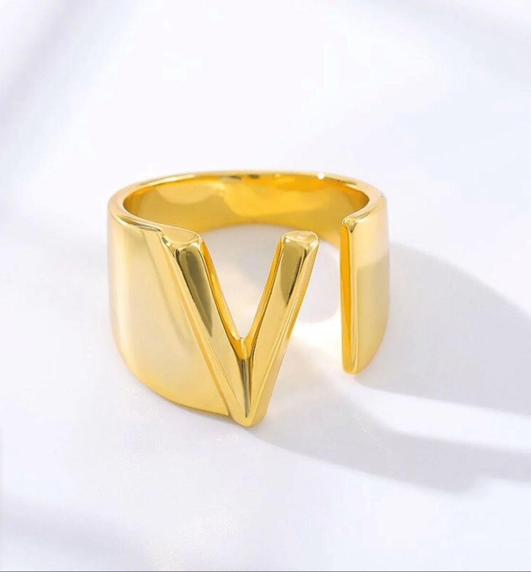 Gold Alphabet Rings Set β Anti-Tarnish Adjustable Initial Rings Under βΉ999