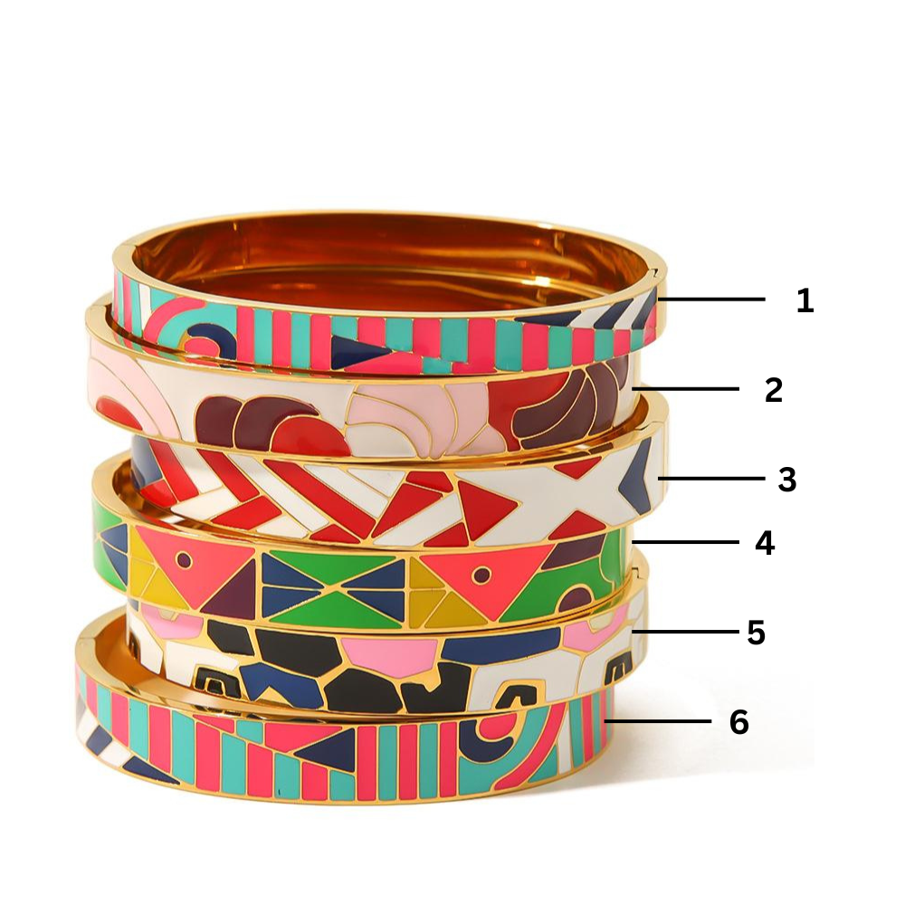 Carnival Pop Enamel Bangles – Gold Plated Statement Jewelry (Single/Stackable)