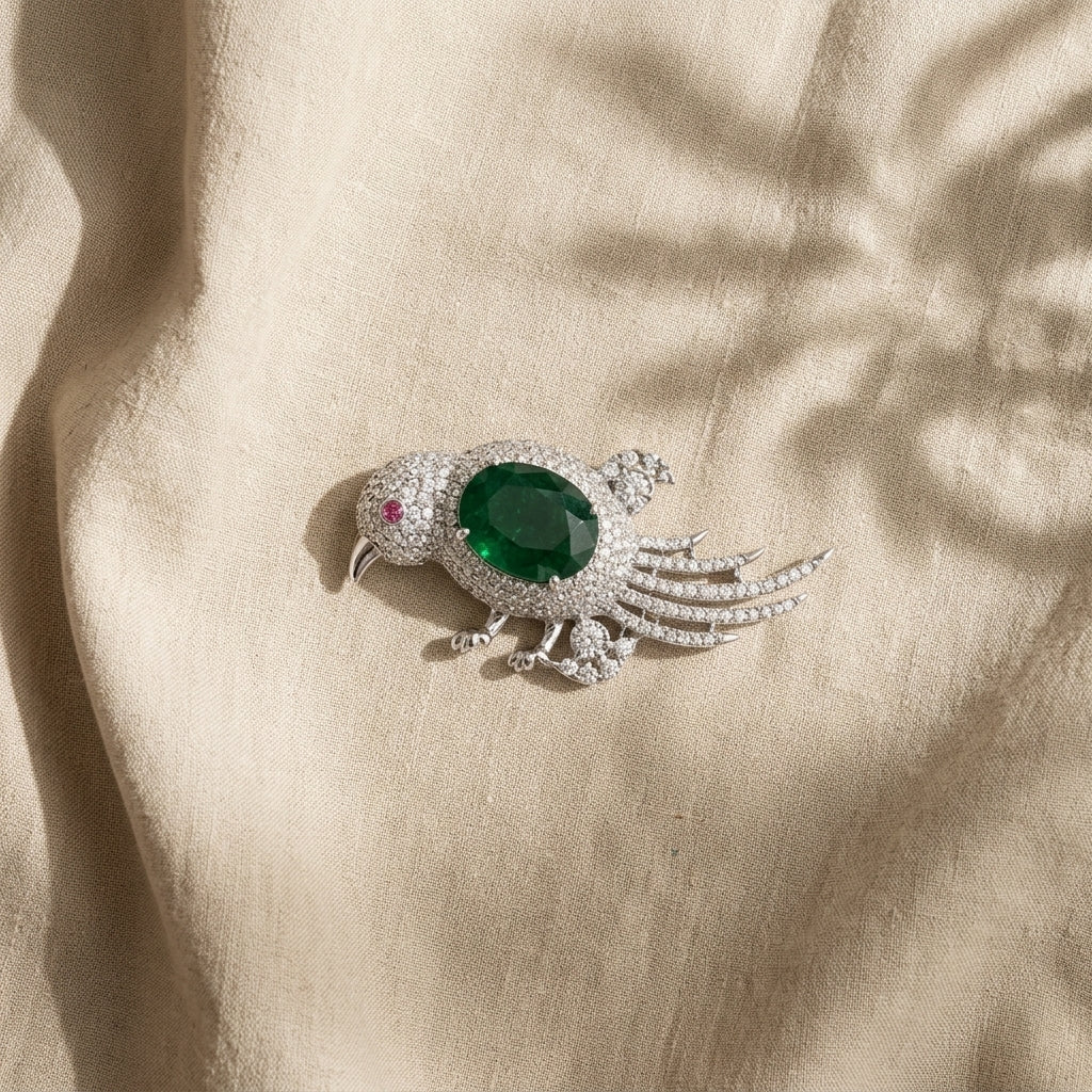 Amaya Brooch – Gold Plated Zircon Statement Magnet