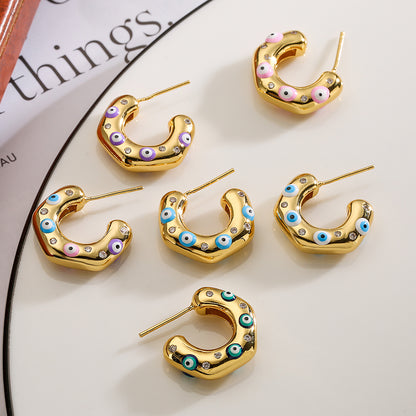Evil Eye Huggie Hoops