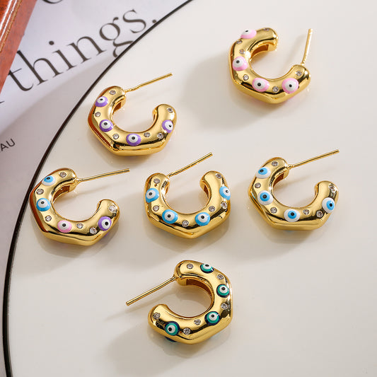 Evil Eye Huggie Hoops