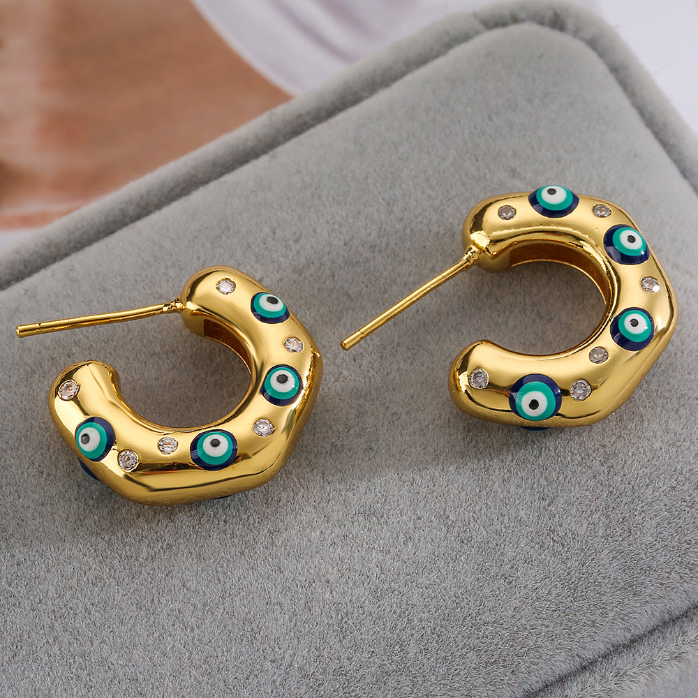 Evil Eye Huggie Hoops
