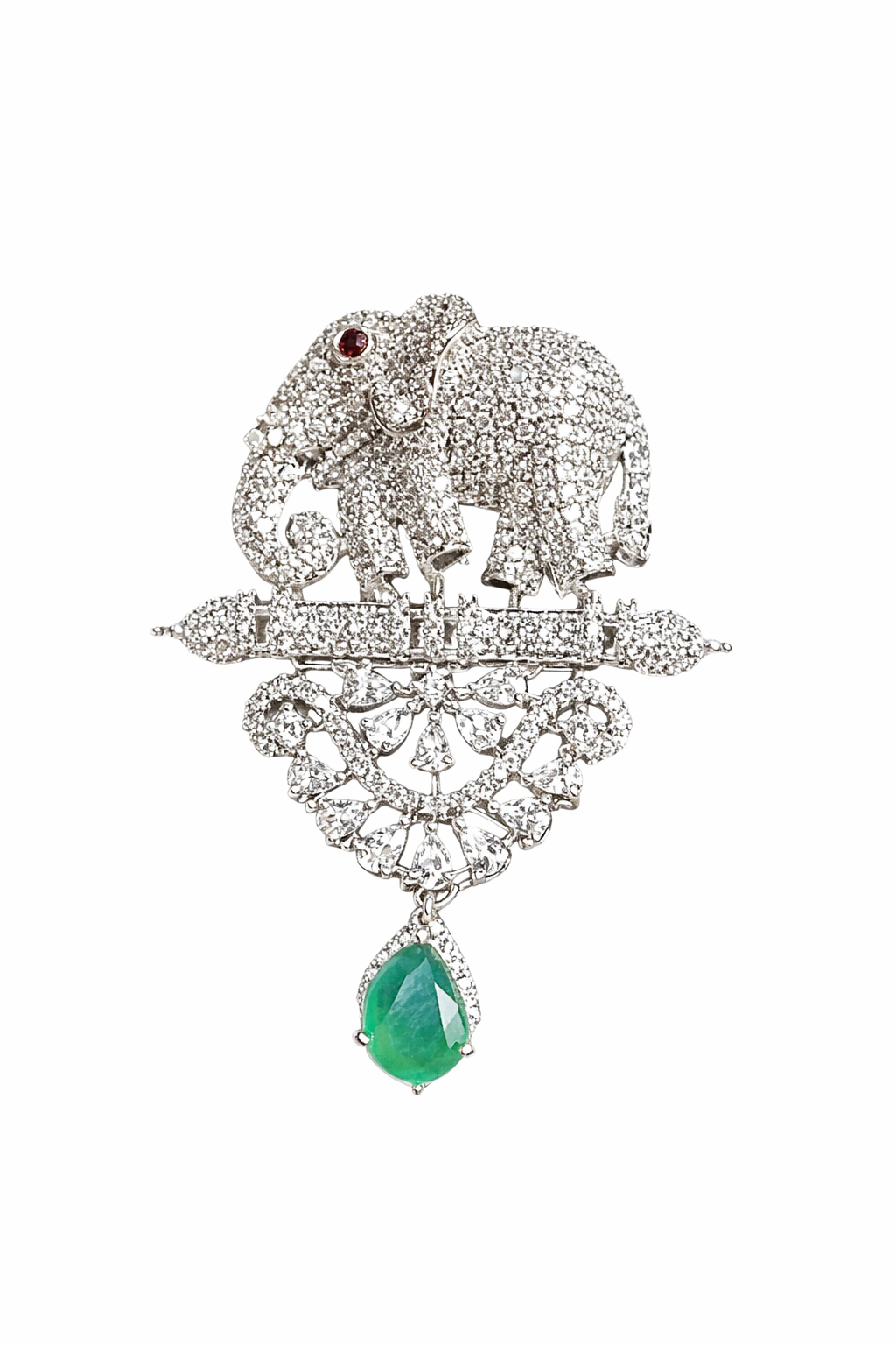 Royal Elephant Magnetic Brooch for Kids & Adults – Silver Finish Stone Brooch