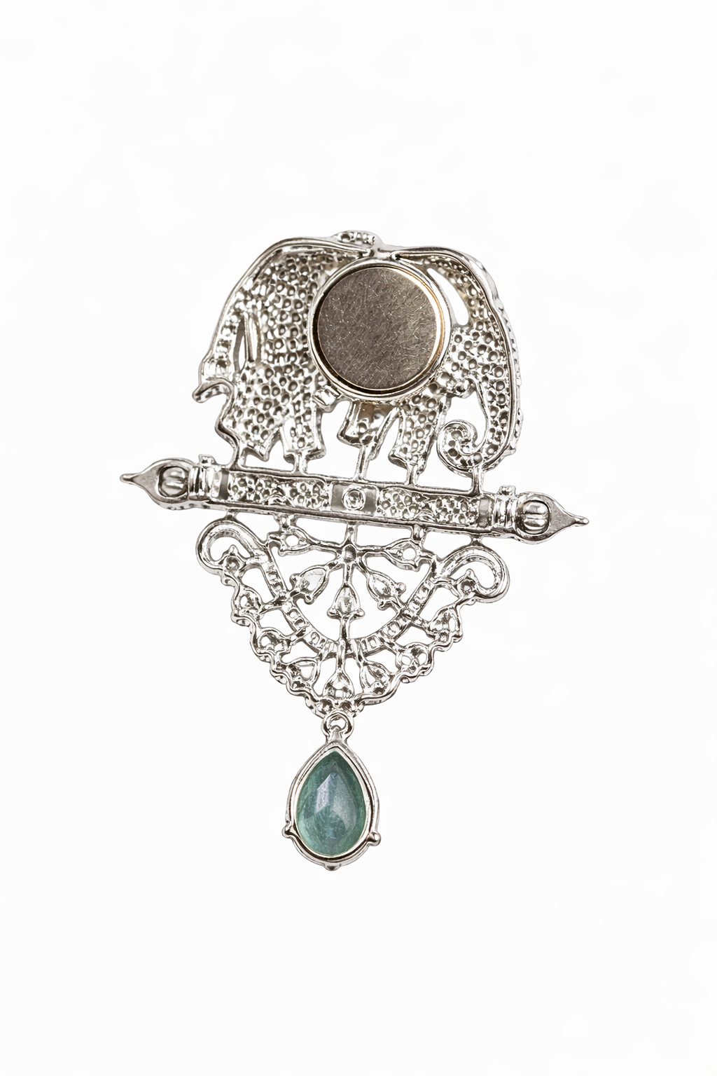 Royal Elephant Magnetic Brooch for Kids & Adults – Silver Finish Stone Brooch