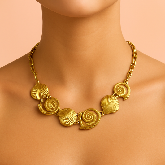 Gold Seashell Statement Necklace – Anti-Tarnish Ocean Inspired Jewellery for Women