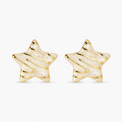 Eva Anti-Tarnish Star Stud Earrings – Lightweight Statement Jewellery (White | Black | Pink) Under ₹999