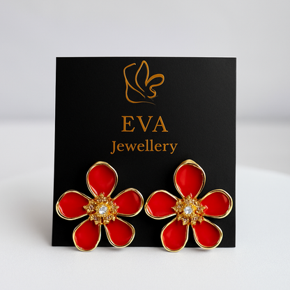 Anti-Tarnish Enamel Flower Stud Earrings – Lightweight Everyday Jewelry
