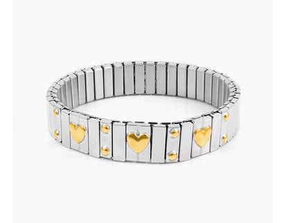 Amora Heart Stretch Bracelet – Silver & Gold