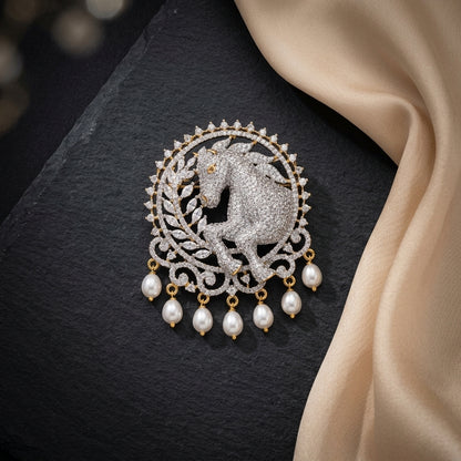 Cavalier Pearl Brooch · Pin-Back Lapel Pin · Available in Silver & Gold