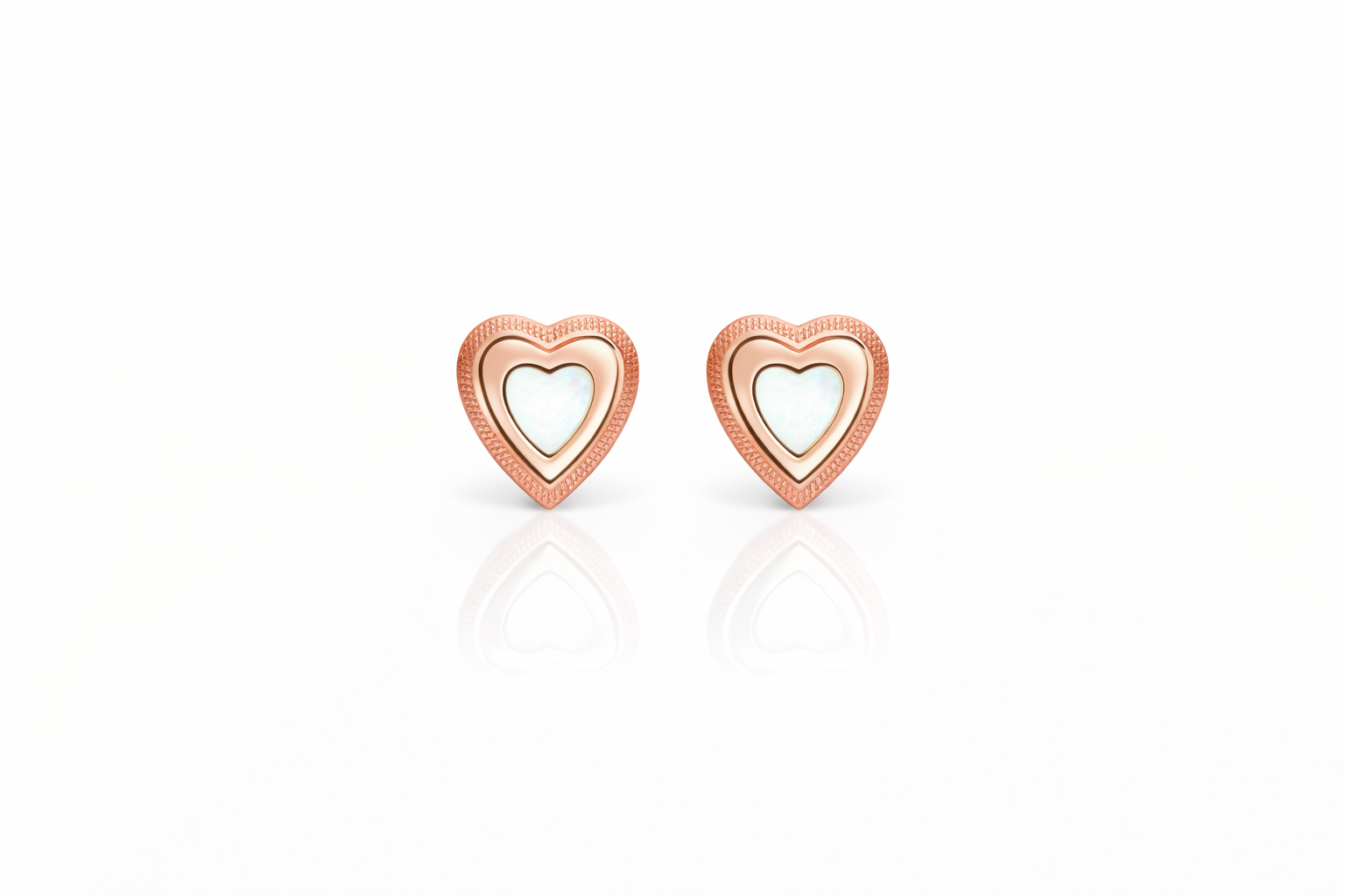 Tiny Heart Stud Earrings in Rose Gold Finish | Lightweight Daily Wear Earrings for Women