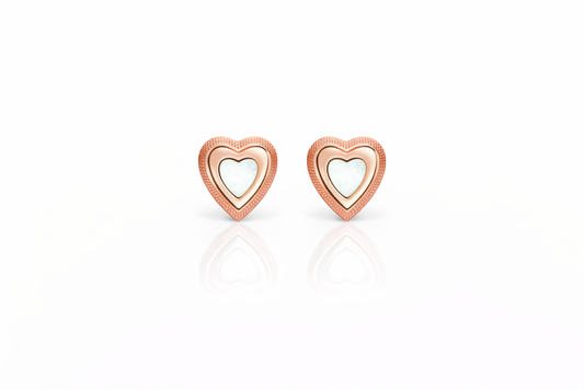 Tiny Heart Stud Earrings in Rose Gold Finish | Lightweight Daily Wear Earrings for Women