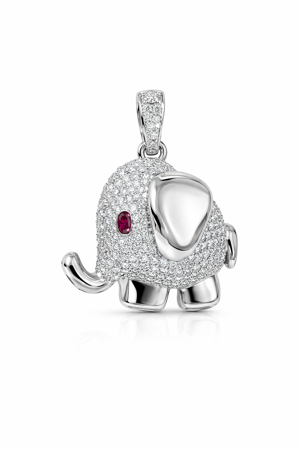 Ruby Glint Elephant Charm Pendant