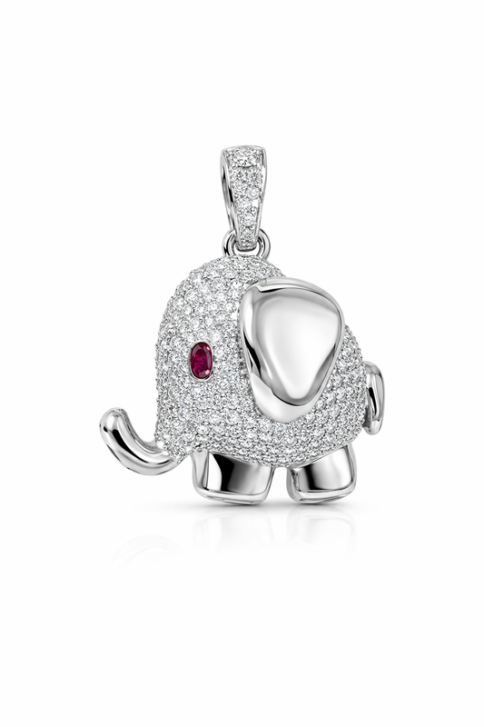 Ruby Glint Elephant Charm Pendant