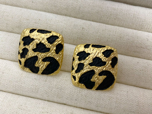 Leopard Print Gold Stud Earrings – Bold Statement Anti-Tarnish Jewellery for Women