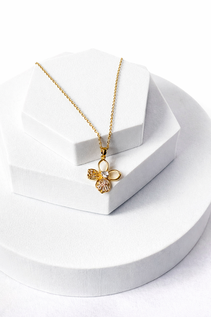 Bloom Gold Flower Necklace – Anti-Tarnish Thin Chain Pendant