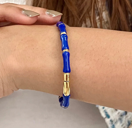 Luxury Bamboo Enamel Bracelet – Stackable Colorful Women’s Bangle