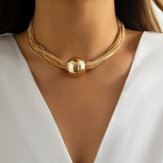 Golden Globe Statement Choker – Anti-Tarnish Bold Necklace for Women