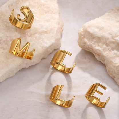 Gold Alphabet Rings Set – Anti-Tarnish Adjustable Initial Rings Under ₹999