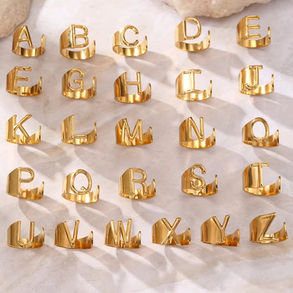 Gold Alphabet Rings Set – Anti-Tarnish Adjustable Initial Rings Under ₹999