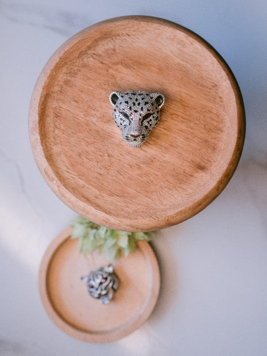 Midnight Prowl Leopard Brooch – Silver Animal Statement Pin
