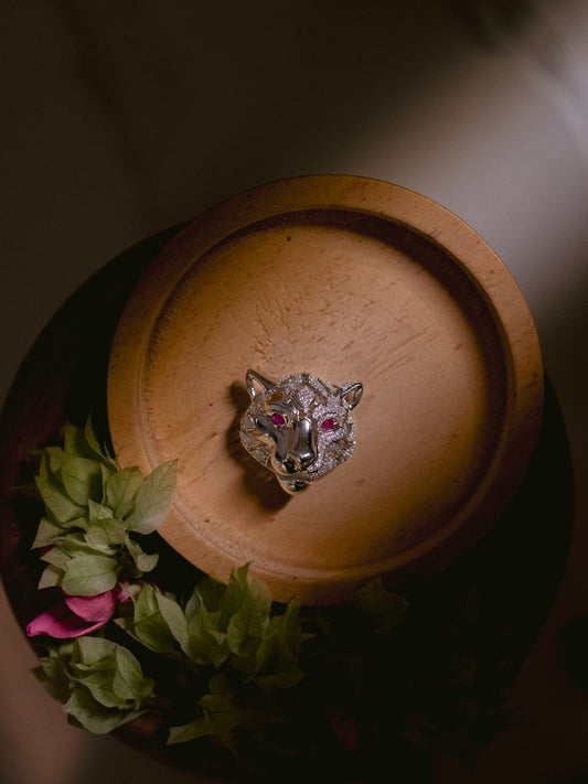 Panther Face Brooch – Rhodium Plated with AAA CZ Stones | Bold Silver Statement Pin for Men & Women