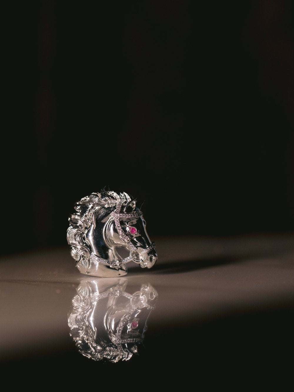 Majestic Horse Brooch – Rhodium Plated with AAA CZ Stones | Elegant Silver Pin for Men & Women