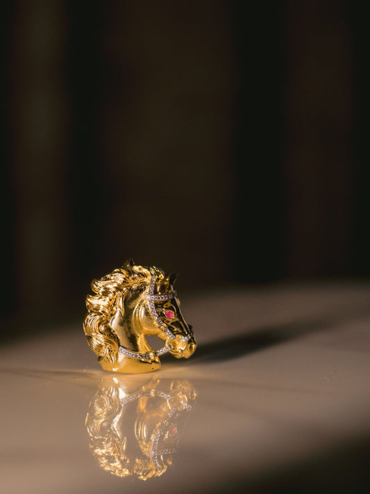 Majestic Horse Brooch – Rhodium Plated with AAA CZ Stones | Elegant Silver Pin for Men & Women