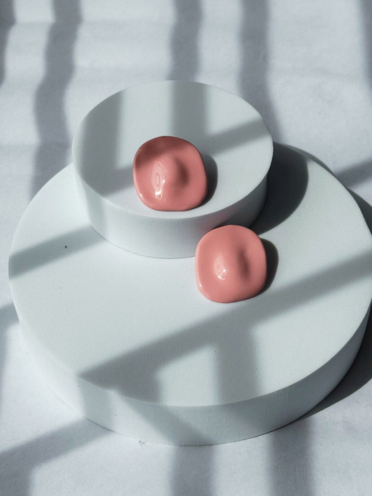 Eva Pink Irregular Stud Earrings – Minimalist Enamel Statement Jewelry