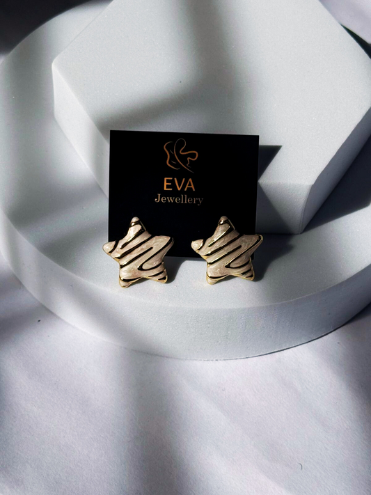Eva Anti-Tarnish Star Stud Earrings – Lightweight Statement Jewellery (White | Black | Pink) Under ₹999