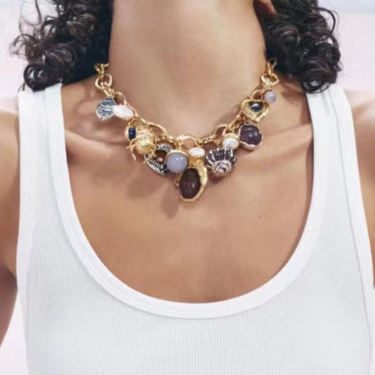 Gilded Whim – Gold Chunky Charm Necklace for Women