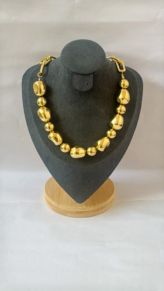 Chunky Gold Bead Necklace – Bold Statement Anti-Tarnish Jewellery for Women