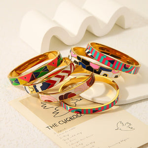 Carnival Pop Enamel Bangles – Gold Plated Statement Jewelry (Single/Stackable)